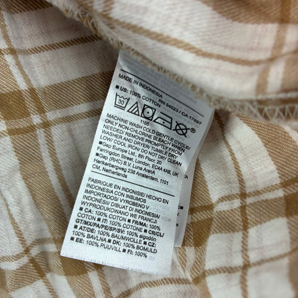 Old Navy Plaid Button Down Shirt Women's 3X Beige Neutral Casual Minimalist - Picture 6 of 11